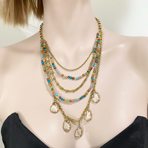 NORDSTROM Multi-layered Beads and Chains Necklace NWT - Picture 8 of 11